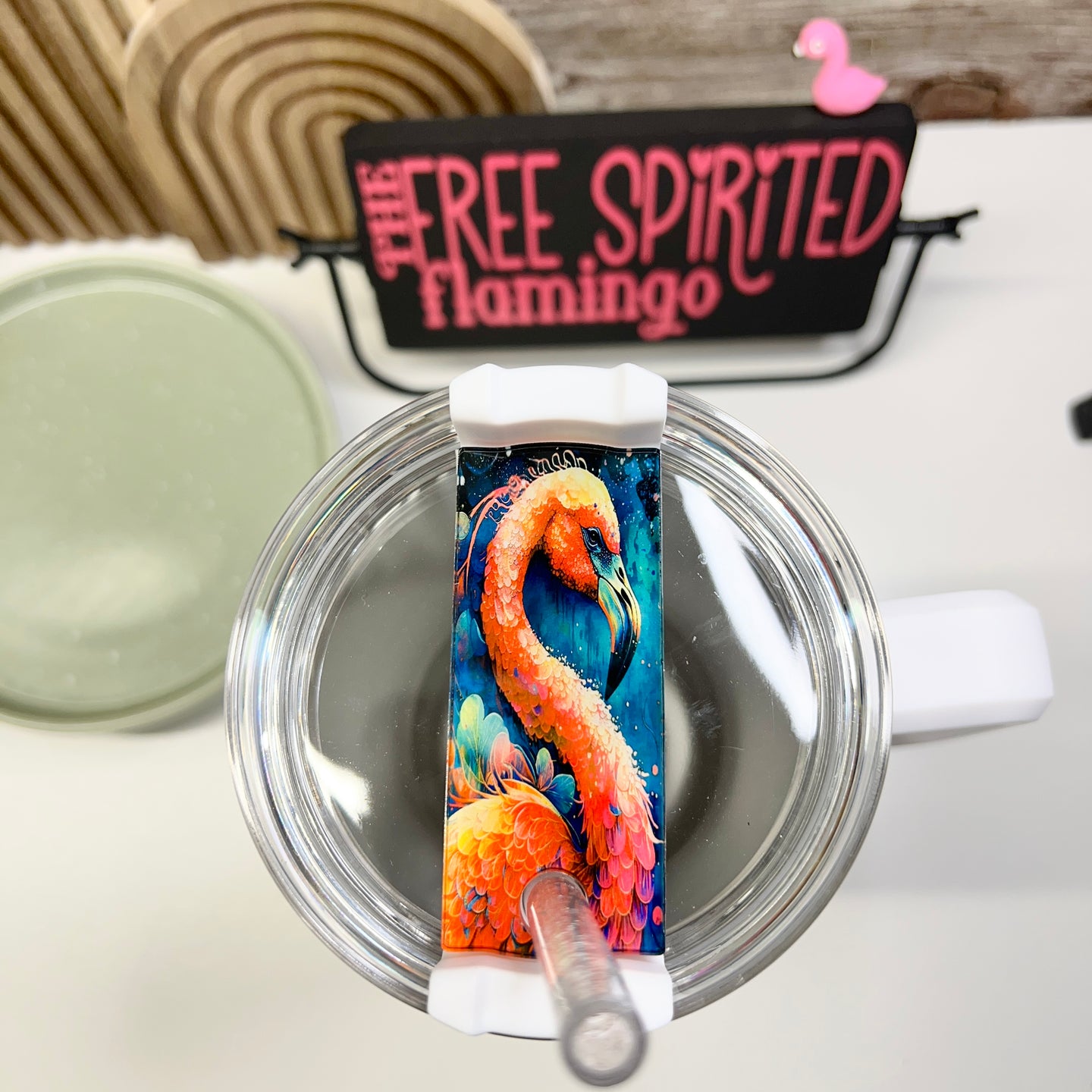 Ink Flamingo Tumbler Tag